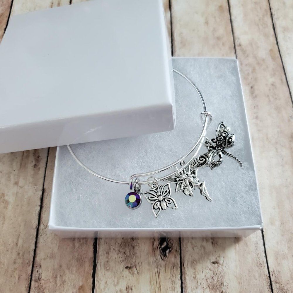 Fairy Charm Bracelet, Butterfly Bangle